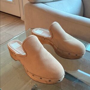 Dolce Vita Beige Slip-On Clogs with Stud Accents
